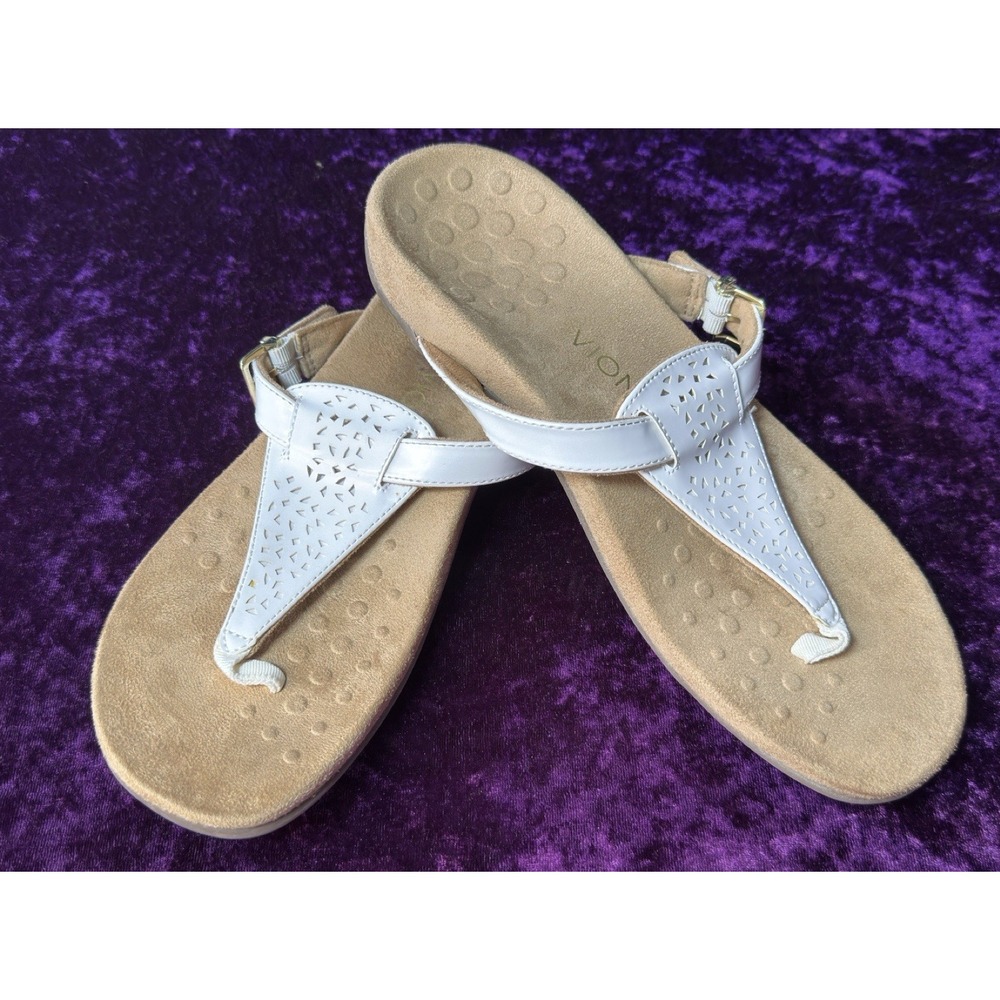 Vionic Tropez Sandals Womens 10 White Flip‎ Flop T-Strap Comfort Shoe